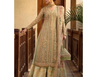 Organza Embroidered Pakistani Wedding Dress. Indian Dress Latest Collection Eid Style Shalwar Kameez Suits Party Wear Clothes Made to Order.