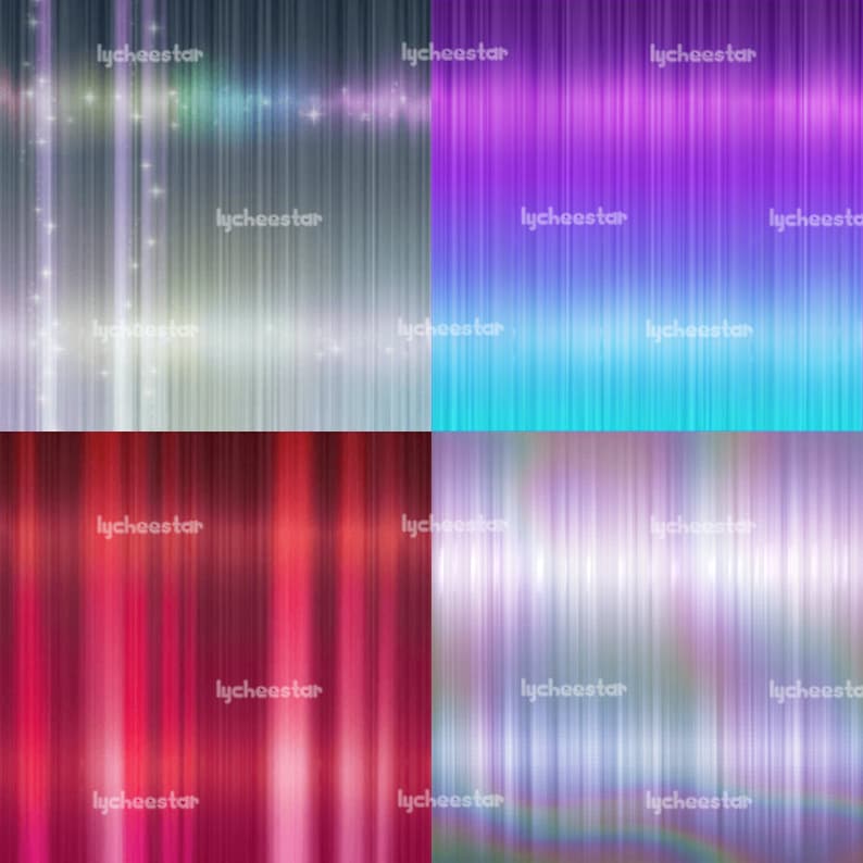 K&ouml;nnte beinhalten: Eine digitale Illustration von vier verschiedenen abstrakten Hintergr&uuml;nden. Jeder Hintergrund zeigt vertikale Linien in Farbe mit einem Verlaufseffekt. Die Farben sind Silber, Lila, Blau, Rot und Wei&szlig;.