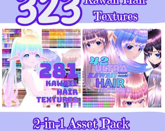 323 Kawaii Hair Textures - 2-in-1 Sparpaket: 3D-Modellierung für die Spieleentwicklung, Roblox, IAVU