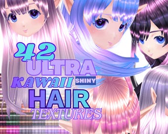 42 ULTRA GLÄNZENDE Kawaii Haar Texturen: 3D Modellierung für Spieleentwicklung und Modding