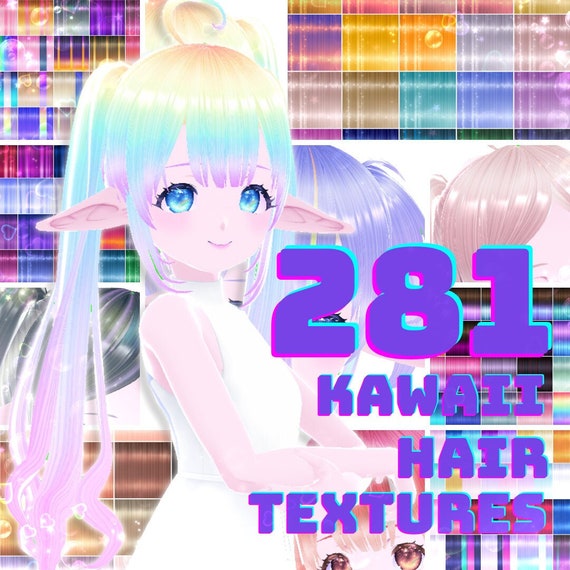 281 Kawaii Hair Textures: 3D Modeling for Game Development, Roblox, SIMS, IMVU