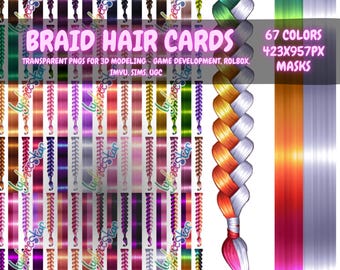 Zopfkarten - Haartexturen für die 3D-Modellierung - 67 Farben - Spieleentwicklung, UGC, Modding