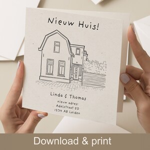 Gepersonaliseerde verhuiskaart, handgetekend, digitaal geleverd, ready to print!
