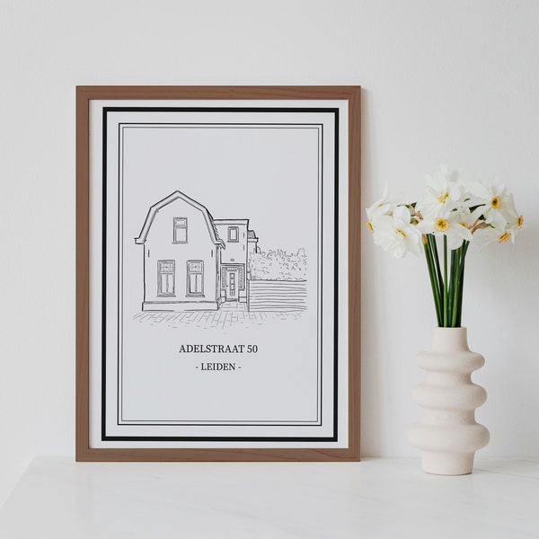 Gepersonaliseerd Handgetekend Huisportret - Digitaal Geleverd - Perfect voor Housewarming Cadeau - Klik op item informatie voor instructies