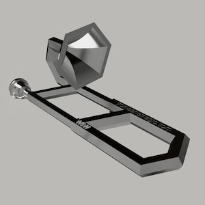 May include: A silver trombone with a geometric design. The instrument features a bell, slide, and mouthpiece. The text "trombone magic.com" is visible on the slide. The design is modern and stylized.