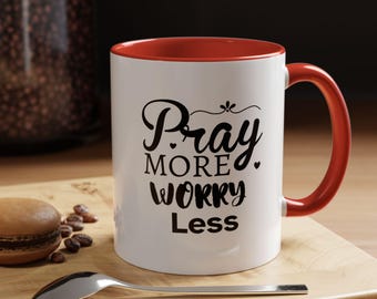 Priez plus d'inquiétudes Mug | Inspiration chrétienne, tasse à café de 11 oz