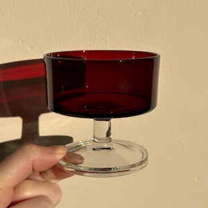 Vintage Luminarc Cavalier Ruby Red Glass Dessert Bowls Sets of 2