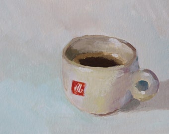 Tazza di caffè. Coffee cup. Gouache original painting