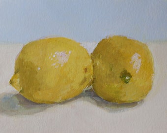 Limone I, lemon gouache original painting