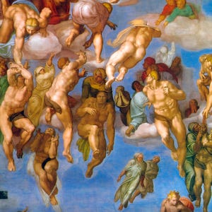 Michelangelo Last Judgment Print: Chapel Scene Biblical Art (Digital Download)