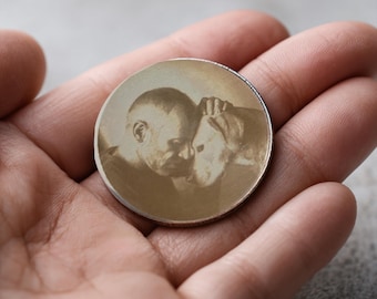 Custom Pet Memorial Portrait Keepsake Coin – Man and His Dog