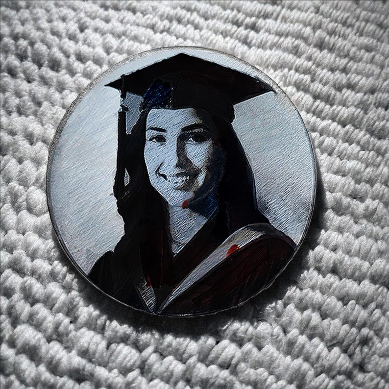 Custom Graduation Portrait Coin: Engraved Stainless Steel Keepsake ...