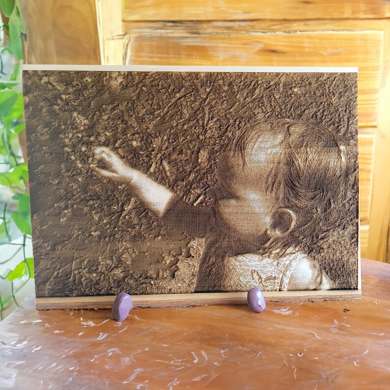 Engraved Pet Photo on Wood Slice Engraved Photo on Wood Engraved Photo