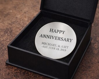 Personalized Stainless Steel Coin, Custom Engraved Photo Coin, 50mm Keepsake Gift
