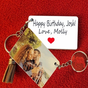 Personalized Double Sided Photo Keychain: Birthday Gift