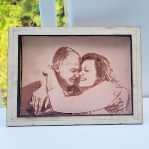 Leather anniversary gift for her leather engraved image photo engraved on Leather gift frame Leather anniversary gift for him