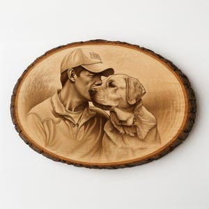Engraved Pet Photo Wood Slice: Personalized Memorial Gift