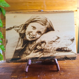 Engraved Pet Photo on Wood Slice Custom Pet Portrait Memorial Gift Personalized Dog or Cat Loss Keepsake Natural Basswood American Made