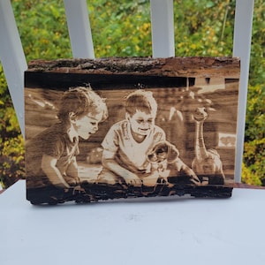Engraved Photo on Wood Slice, Custom Rustic Keepsake