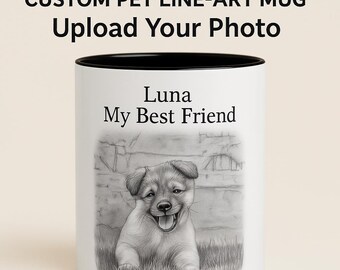 Personalized Line-Art Portrait Mug from Your Pet Photo