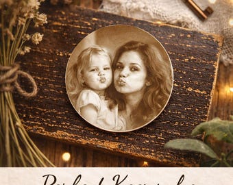 Mother and Child Photo Coin – Personalized Family Keepsake, Custom Stainless Steel Memory Coin