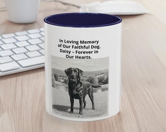 Custom Pet Portrait Mug: Engraved Line Art, Personalized Memorial Gift
