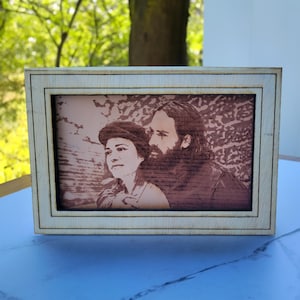 Custom leather photo gift for her laser engraved image photo engraved on Leather gift frame Leather anniversary gift for him