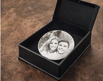 Custom Photo Coin Stainless Steel, Engraved Picture Coin, Personalized 50mm Keepsake