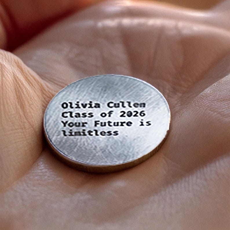 Custom Graduation Portrait Coin: Engraved Stainless Steel Keepsake ...