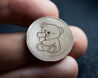 Pocket Hug Coin Teddy Bear Stainless Steel Comfort Gift
