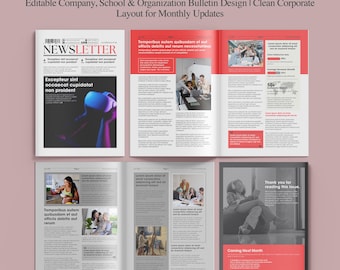 Editable Monthly Newsletter Template for Canva (A4)