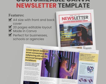 Customizable Canva Newsletter Template | A4, 20-Page Layout (Digital Download)