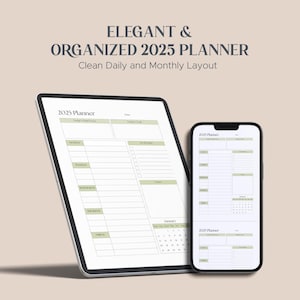 2025 Planner PDF | Simple Digital Planner | 2025 Planner | Minimalist Planner | Daily Planner, Weekly Planner, Monthly Planner,