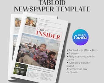 Modello di giornale tabloid Canva – Layout editoriale di 6 pagine (11 x 17 pollici)
