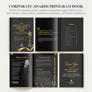 Excellence Awards and Golden Jubilee Program Book Template | Corporate Awards Ceremony and Anniversary Event | Canva A5