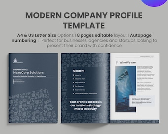 Modern Company Profile Template | 8 Page Business Brochure (Canva)
