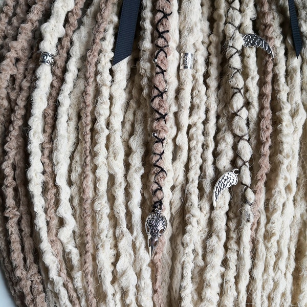 READY TO SHIP ! Light and Dark Beige Crochet Dreadlocks with Ripple Texture