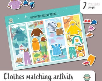 Shadow Matching Activity, Clothes Matching, Montessori Learning, Homeschool Learning, Busy Book Page, Printable Materials, Instant Download