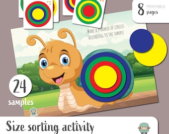 Montessori Size Sorting Activity, Printable Pyramid Game (Digital Files)