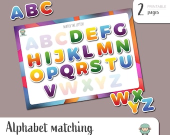 Alphabet Matching Activity Sheet, ABC Match, Alphabet Learning, Montessori Materials, Toddler Busy Book Page, Printable, Instant Download