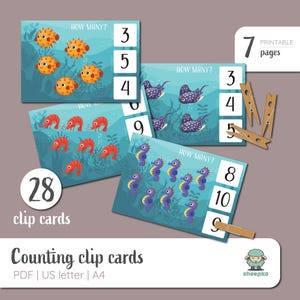 Counting Clip Cards Activity for Toddlers - Printable Montessori Materials For Homeschool And Preschool - Instant Download PDF