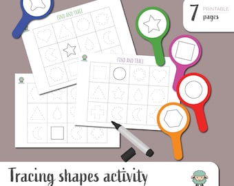 Tracing Shapes Activity For Toddler Learning - Homeschool And Preschool Montessori Materials - Instant Download Printable PDF