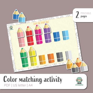 Color Matching Activity, Color Learning, Color Sorting, Toddler Learning, Montessori, Homeschool, Printable, Instant Download