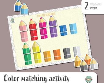 Montessori Color Matching Game, Toddler Learning Activity (Printable)