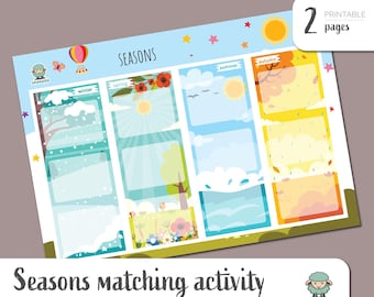 Seasons Activities For Kids - Montessori Homeschool And Kindergarten Materials - Instant Download And  Printable PDF