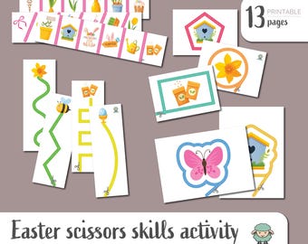 Easter Scissor Skills Printable for Preschoolers - Montessori Fine Motor Practice - PDF Download