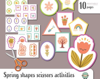 Spring Scissors Skills Worksheets For Toddlers - Printable Montessori Learning Materials For Homeschool And Preschool