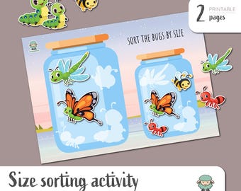 Bug Size Sorting Activity For Toddlers - Montessori Homeschool Toddler Learning Printable Resources
