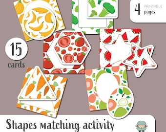 Shapes Matching Activity For Preschoolers - Montessori Inspired Homeschool Printable Materials - Downloadable PDF