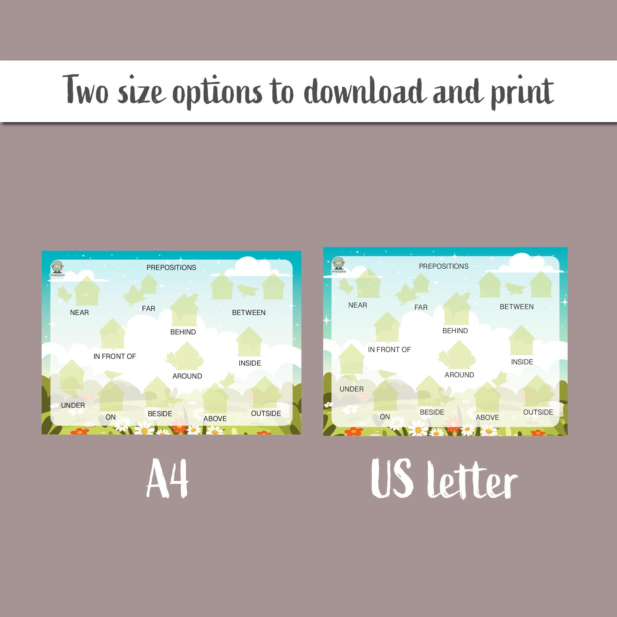 Preposition Activity, Preposition Matching, Positional Words Printable ...
